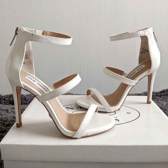 Steve Madden Shoes - NWT Steve Madden Feel Ya White Patent Strap Heel 6